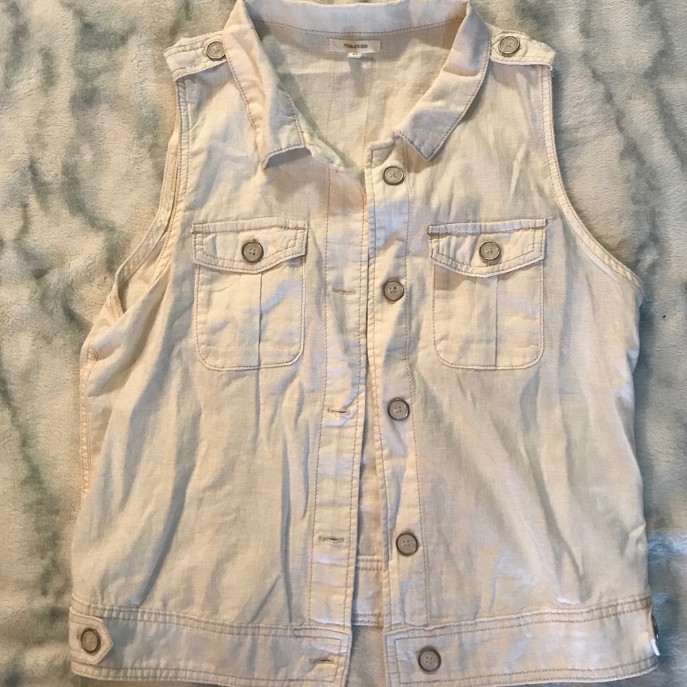 White Faux Demin Vest